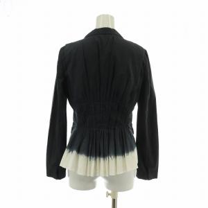 PRADA テーラード ジャケット グラデーション 比翼ボタン バックギャザー 40 M 紺 ネイビー 白 ホワイト