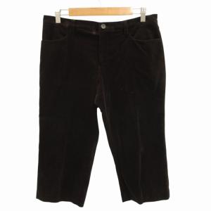 FETE クロップドパンツ スラックス ベルベット カシミヤ混 七分丈 3 L 茶 ブラウン /FFEC