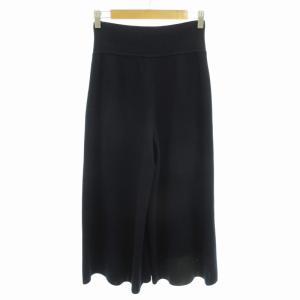 FOXEY NEW YORK 19年製 ニットガウチョパンツ イージー ウール ワイド 40 M 紺 ネイビー