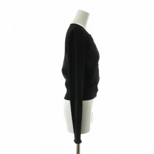 FOXEY BOUTIQUE カーディガン ニット 長袖 ストレッチ クルーネック 黒 ブラック