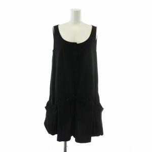 ワンピース ノースリーブ ひざ丈 ストレッチ ベルト 38 S 黒 ブラック