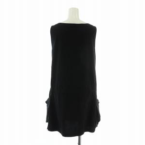 FOXEY NEW YORK ワンピース ノースリーブ ひざ丈 ストレッチ ベルト 38 S 黒 ブラック