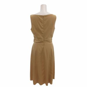 FOXEY NEW YORK 美品 ノースリーブワンピース ウエストマーク フレア ロング丈 ベージュ /HO EC