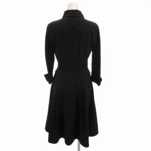 FOXEY NEW YORK シャツワンピース ギャザー 長袖 ロング丈 38 M 黒 ブラック
