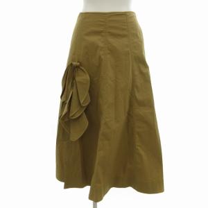 フレアスカート マキシ ロング リボン スリット 38 M ベージュ /FT EC