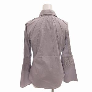 GUCCI デザインシャツ ブラウス ギャザー 比翼 38 M 薄紫 パープル
