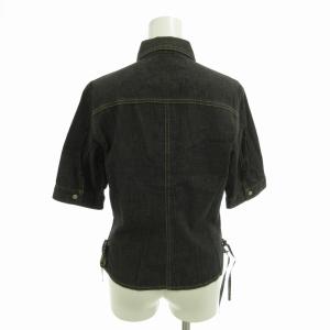 FENDI 美品 デニムシャツ ジャケット ズッカボタン リボン 半袖 44 XL 黒 ブラック /FT EC