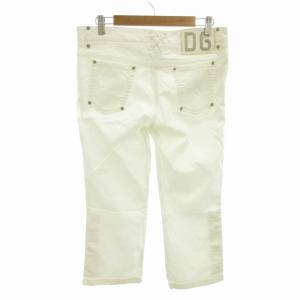 DOLCE&GABBANA デニムパンツ ジーンズ 裾ボタン ビジュー装飾 七分丈 44 S 白 ホワイト