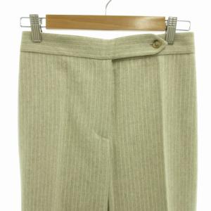 Max Mara タグ付き 白タグ パンツ スラックス ウール ストレート ストライプ アンゴラ混 センタープレス 36 S ベージュ