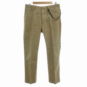 チノパンツ ストレート レザーストラップ センタープレス 46 M ベージュ