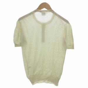 GUCCI ニット カットソー ヘンリーネック 麻 リネン シルク混 半袖 S アイボリー /FF EC