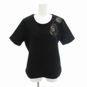 SPORT Tシャツ カットソー 立体デザイン 刺繍 厚手 半袖 S 黒 ブラック /FF EC