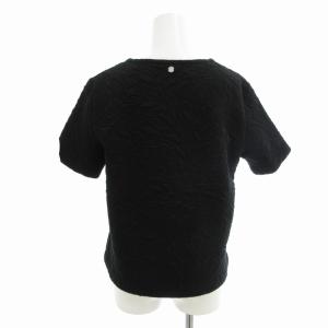 ESCADA SPORT Tシャツ カットソー 立体デザイン 刺繍 厚手 半袖 S 黒 ブラック /FF EC