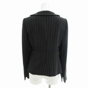 ARMANI COLLEZIONI ジャケット ブレザー フリル ストライプ デザインボタン 3B 総裏地 38 S ダークグレー