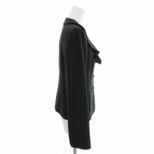 ARMANI COLLEZIONI ジャケット ブレザー フリル ストライプ デザインボタン 3B 総裏地 38 S ダークグレー
