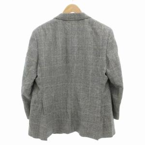 BURBERRY LONDON テーラードジャケット ブレザー チェック 2B サイドベンツ リネン混 シルク混 グレー