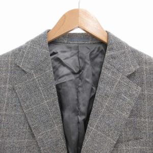 BURBERRY LONDON テーラードジャケット ブレザー チェック 2B サイドベンツ リネン混 シルク混 グレー