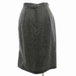 GUCCI オールドグッチ ヴィンテージ タイト スカート ひざ丈 サイドライン ウール レザー 40 L グレー