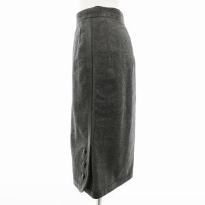GUCCI オールドグッチ ヴィンテージ タイト スカート ひざ丈 サイドライン ウール レザー 40 L グレー