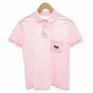 オールドセリーヌ ヴィンテージ ポロシャツ カットソー 半袖 馬車 刺繍 ワンポイント S ピンク /GV
