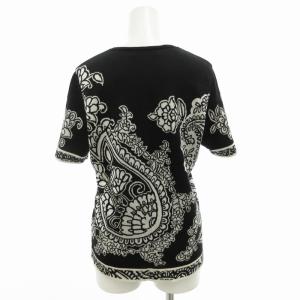 LEONARD ファッション FASHION ニット セーター 半袖 ビジュー ビーズ シルク混 バイカラー L 黒 ブラック