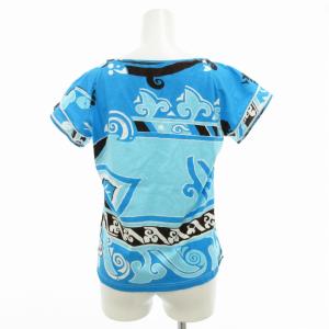 LEONARD ブラウス カットソー 半袖 プルオーバー 総柄 42 L 水色 ライトブルー /GV EC