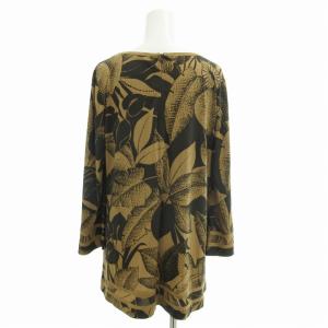 LEONARD ファッション 美品 チュニック カットソー カンカン 総柄 フレアスリーブ 長袖 40 L 茶 ブラウン