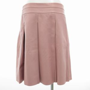 LOEWE プリーツスカート フレア ひざ丈 ラムレザー 44 L ピンク