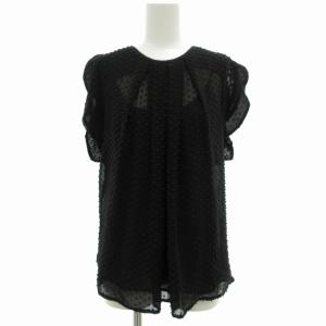 シアーブラウス カットソー ノースリーブ キャミソール付 プルオーバー ドット柄 シルク混 34 XS