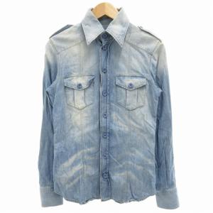 ゴールド GOLD デニムシャツ カジュアル 長袖 38 M インディゴブルー /GV EC