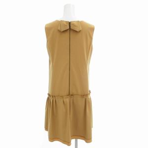 FOXEY NEW YORK レイニーエンジェル ワンピース バックリボン ノースリーブ ロング 40 M ベージュ /FF EC