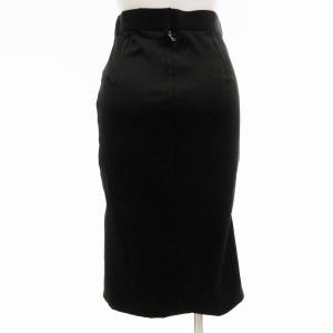 DOLCE&GABBANA 美品 タイトスカート ひざ丈 内側レオパード柄 フリル ギャザー 36 S 黒 ブラック