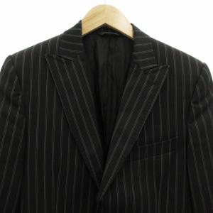 DOLCE&GABBANA テーラードジャケット ブレザー シングル ストライプ 2B 46 S 黒 ブラック