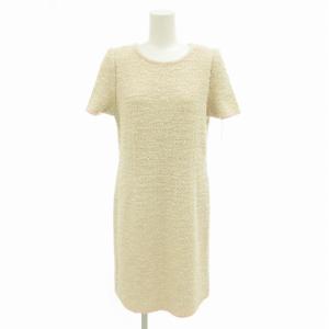 FOXEY BOUTIQUE タグ付き ツイードワンピース バイカラー 半袖 ひざ丈 40 M ピンク 緑 グリーン