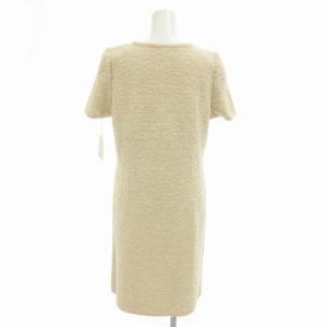 FOXEY BOUTIQUE タグ付き ツイードワンピース バイカラー 半袖 ひざ丈 40 M ピンク 緑 グリーン