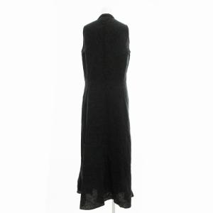 Max Mara 白タグ ワンピース ノースリーブ ロング ミモレ 麻 リネン 38 M 黒 ブラック