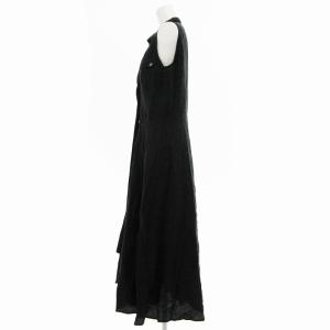 Max Mara 白タグ ワンピース ノースリーブ ロング ミモレ 麻 リネン 38 M 黒 ブラック