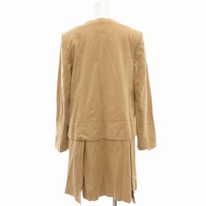 FOXEY ノーカラーコート フェイクスエード 40 ベージュ