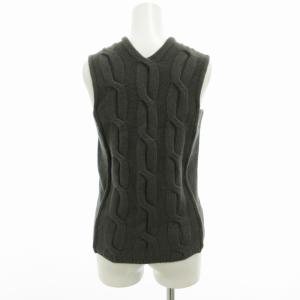 Max Mara タグ付き 白タグ ニット ベスト プルオーバー ノースリーブ ケーブル編み 深Vネック ウール カシミヤ混 S グレー