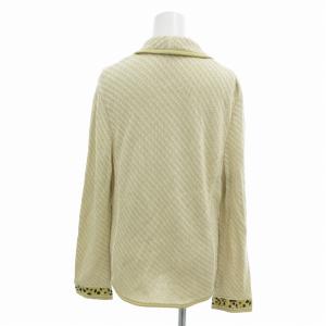 LEONARD ファッション ニットジャケット ブレザー 3B 袖レオパード柄切替 シルク 絹 ラメ L ベージュ /FF