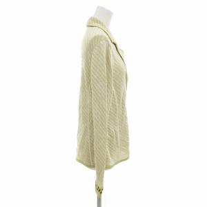 LEONARD ファッション ニットジャケット ブレザー 3B 袖レオパード柄切替 シルク 絹 ラメ L ベージュ /FF