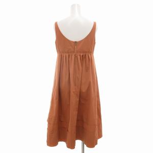 FOXEY NEW YORK フレアワンピース ノースリーブ ひざ丈 38 S オレンジ /UO EC