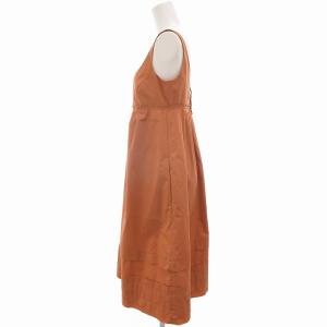 FOXEY NEW YORK フレアワンピース ノースリーブ ひざ丈 38 S オレンジ /UO EC