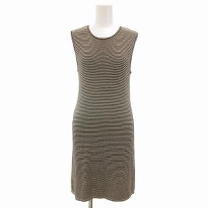 ワンピース ノースリーブ ひざ丈 ボーダー柄 S 白 ホワイト 黒 ブラック /UO EC