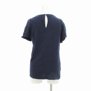 miumiu ブラウス カットソー ロゴ フリル袖 S 紺 ネイビー /JS EC