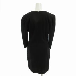 FOXEY BOUTIQUE ワンピース ひざ丈 ウール 肩パッド 長袖 40 M 黒 ブラック