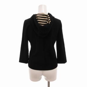 FOXEY ジップアップパーカー リバーシブル ストライプ 38 ブラック ホワイト