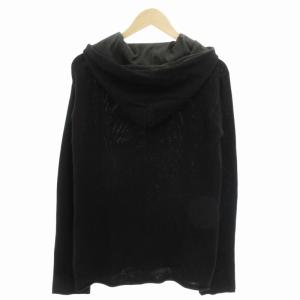 EMPORIO ARMANI ニットパーカー フーディー ハーフジップ プルオーバー ウール 長袖 50 L 黒 ブラック