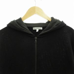 EMPORIO ARMANI ニットパーカー フーディー ハーフジップ プルオーバー ウール 長袖 50 L 黒 ブラック