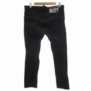 DSQUARED2 BLACK BULL デニム パンツ ジーンズ スキニー テーパード ボタンフライ 48 M 黒 ブラック